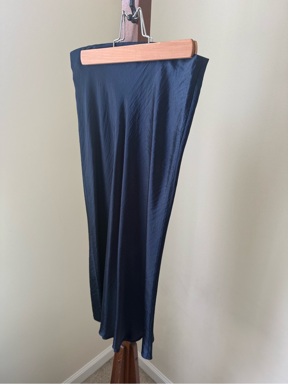 Vince Navy Midi Slip Skirt
